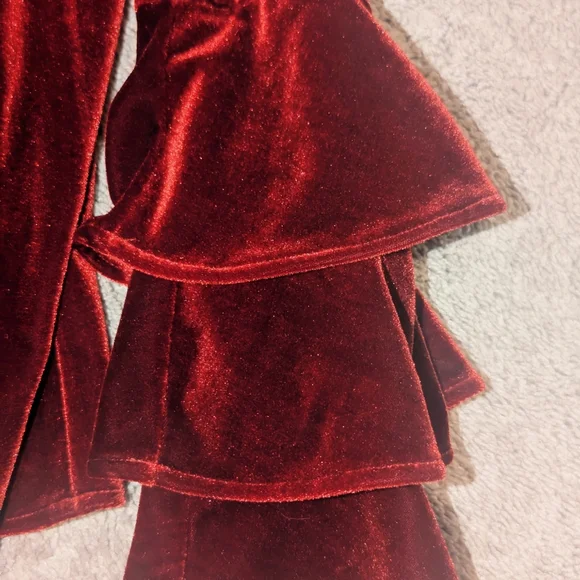 Sugar+lips Deep Velvet Burgundy Blouse Goth/Victorian Vibes - Picture 3 of 5